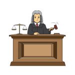 Vector illustration of judge isolated on white background. Jobs and occupations concept. Cartoon characters. Education and school kids coloring page, printable, activity, worksheet, flashcard.